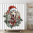 thumbnail image 1 of 4Pc Dog Bathroom Set Shower Curtain Xmas Garland Happy New Year Bathtub Screen Non-Slip Bath Mat Rug Toilet Cover Home, 1 of 4
