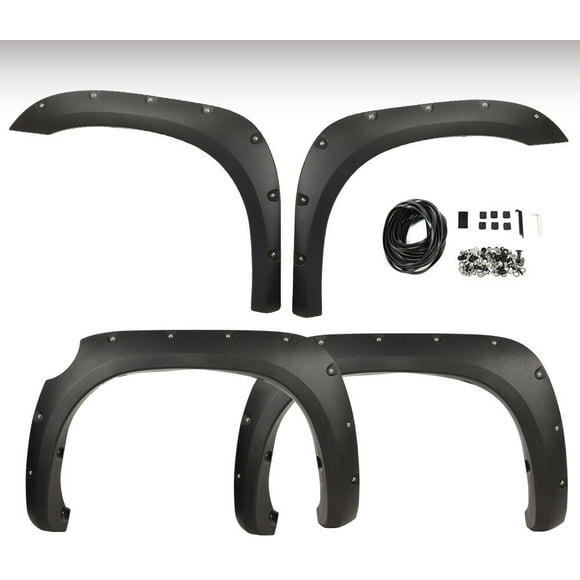 4Pc Fender Flares Textured Pocket Rivet Style Fit For 07-13 Toyota Tundra Black