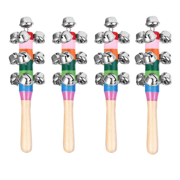 4Pc Handheld Jingle Bells Musical Instrument Set Christmas Sleigh Bell Decor With Ergonomic Handle For Holiday Party And Music Education
