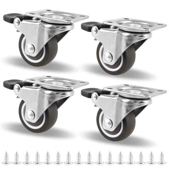 4Pc Heavy Duty Swivel Castor Silent Trolley Wheels Furniture Rubber Rotatable Caster With Safety Lock Brake For Table Chair Sofa ,Reliable