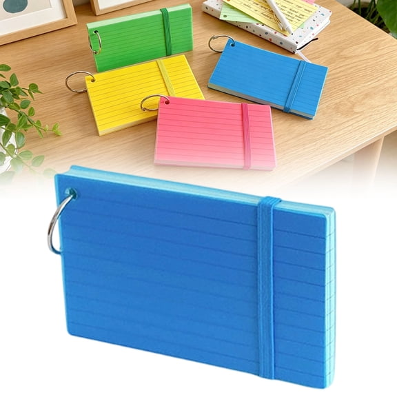 4Pc Index Cards,50 Sheets Colored Index Cards with Ring,Heavyweight Ruled Flash Cards,for Office Supplies and Home Organization,Durable Study To Do List Lined Note Cards,4.96x2.99 in(multicolored)