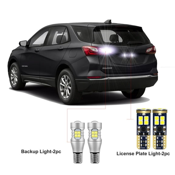 4Pc LED Bulbs For Chevrolet Equinox 2005-2021 LED Car Exterior Bulbs Reverse Backup Light+License Plate Bulbs CANBUS