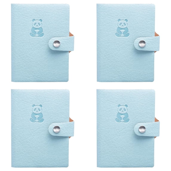 4Pc Mini Panda Embossed PU Leather Notebook,A7 Pastel Snap Button Purse Size Pocket Journal, Compact Lined Small Notepad, Lightweight Portable Travel Pocket Notebook for Daily On-the-go Record