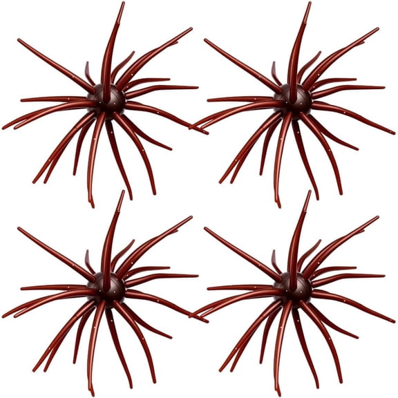 4Pc Sea urchin Bait, Fuzzy Baits for Bass Fishing, Floating TPR Swimbait with Reflective Stars,Tentacle Creature Lure