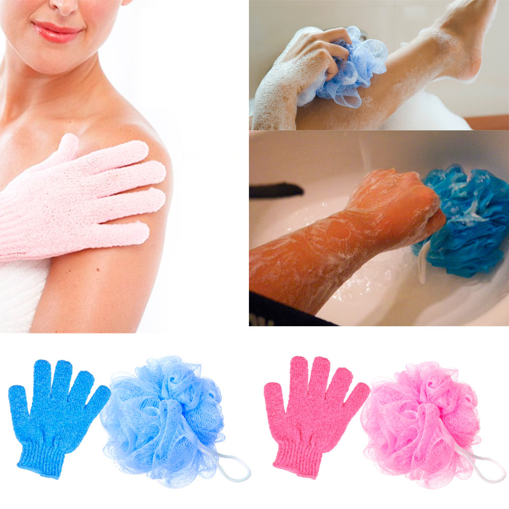4Pc Shower Bath Glove Mesh Ball Wash Skin Spa Massage Scrub Loofah Body Scrubber - image 1 of 6