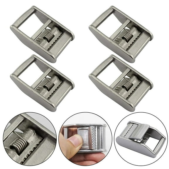 4Pc Stainless Steel Cam Buckle Ratchet Buckle Tie Down Strap or Webbing Metal Buckle Fangkenuo