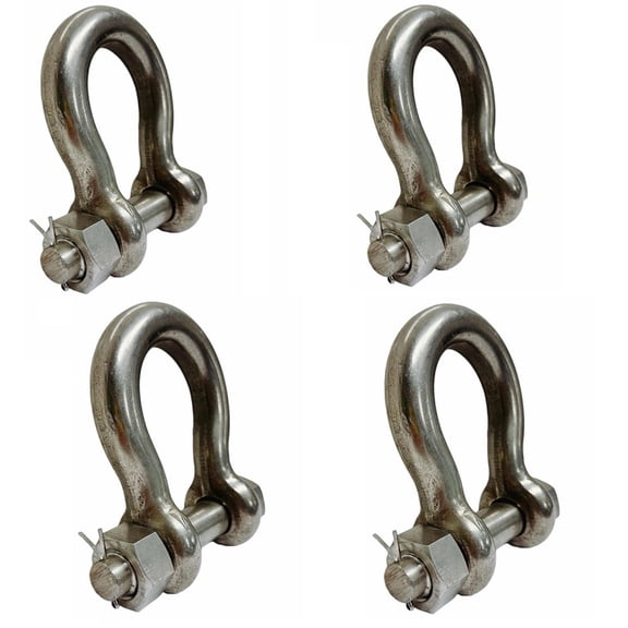 4Pc Stainless Steel Drop Forged 5/8" Mil-Spec Bolt Pin Anchor Shackle 4000Lb WLL