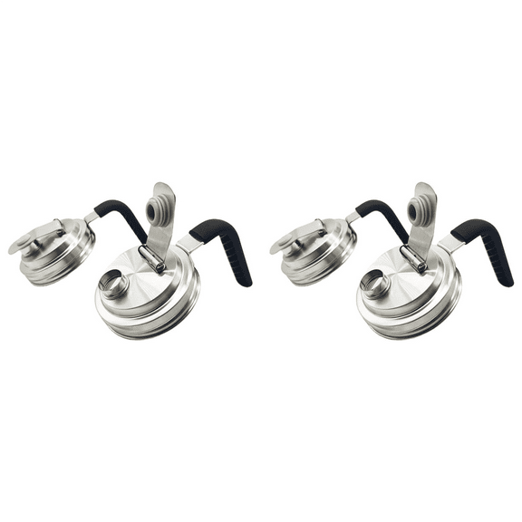 4Pc Stainless Steel Wide Mouth Jar Flip Prouting Spout Lids with Handle for Wide Mouth Jars,4 x mason jar pour spout lids,Photo Color