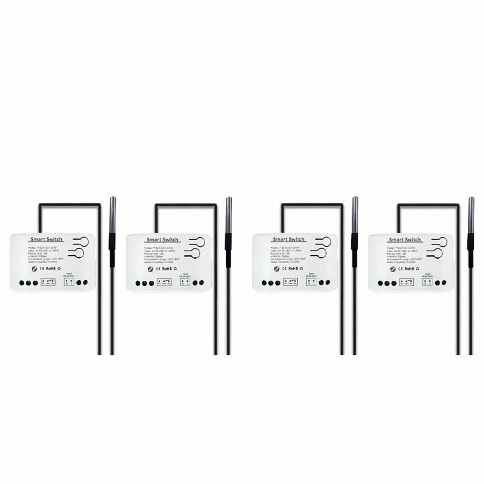 4Pc Tuya Smart Zigbee Switch with Temperature Sensor Passive Dry Contact Zigbee Relay Work with Home Assistant AC85-250V,4 x Smart Switch,White