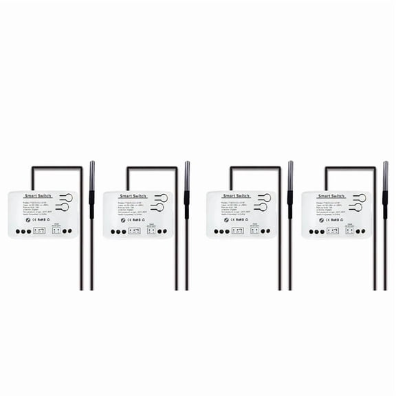 4Pc Tuya Smart Zigbee Switch with Temperature Sensor Passive Dry Contact Zigbee Relay Work with Home Assistant AC85-250V,4 x Smart Switch,White