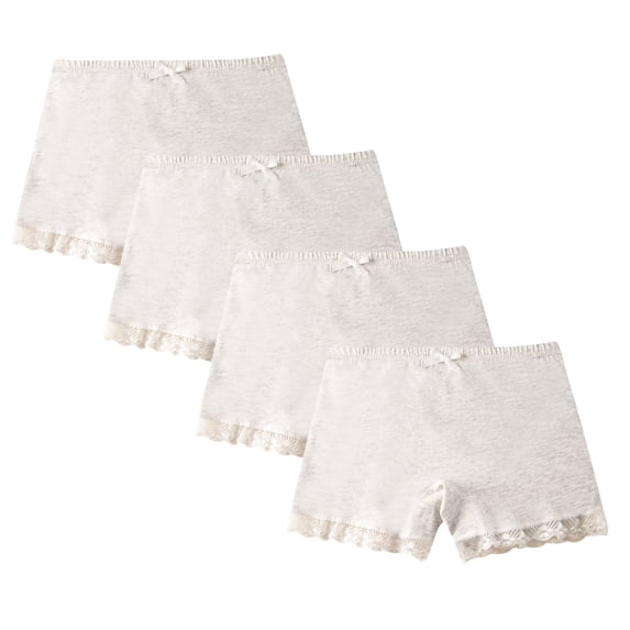 4Pc Underwear Solid Color Lace Edge Girls Shorts Girls' Lace Underwear - 4-Pack Cotton Boxer Shorts for Toddlers
