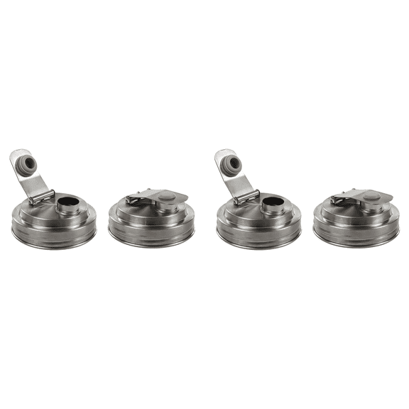 4Pc Wide Mouth Jar Stainless Steel Pour Spout Lid,Reusable Jar Lids for Wide Mouth Jars,Without Handle,4 x mason jar pour spout lids(Without handle),Photo Color