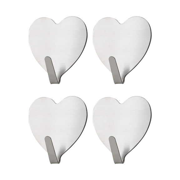 4Pc X Hook 4Pcs Wrought Iron Love Hook Self-Adhesive Punch-Free Stainless Steel Hook Heart-Shaped Hook Home Creative Decoration