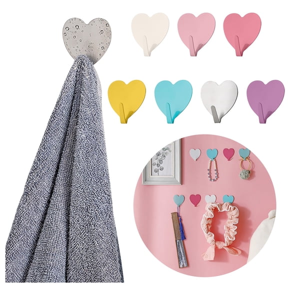 4Pc X Hook 4Pcs Wrought Iron Love Hook Self-Adhesive Punch-Free Stainless Steel Hook Heart-Shaped Hook Home Creative Decoration Home Textile Storage