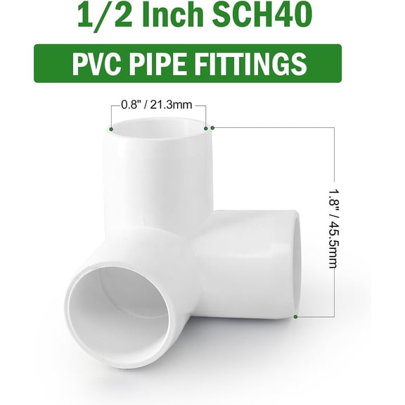 4Pcs 1-1/2" PVC 90 Degree Elbow, 2 Way Right Angle Pipe Fitting, Pipe Fitting, Corner Fittings for Sch40 Pipe DIY Frame and DIY PVC Shelf Building Furniture Garden Support Structure