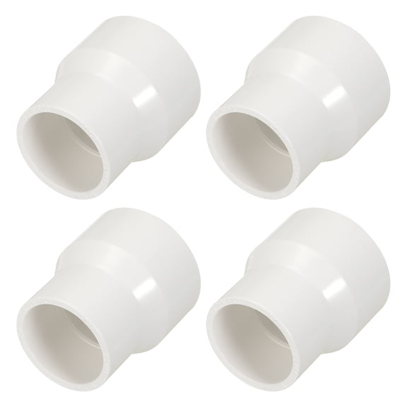 4Pcs 1 1/4"x1" PVC Reducer Pipe Coupling Fitting, SCH40 (SOCxSOC) Furniture Grade PVC Slip Socket Connectors, Straight Pressure Pipe Fittings for Home Use, Irrigation, White