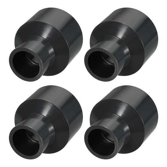 4Pcs 1 1/4"x3/4" PVC Reducer Pipe Coupling Fitting, SCH80 (SOCxSOC) Furniture Grade PVC Slip Socket Connectors, Straight Pressure Pipe Fittings for Home Use, Irrigation, Black