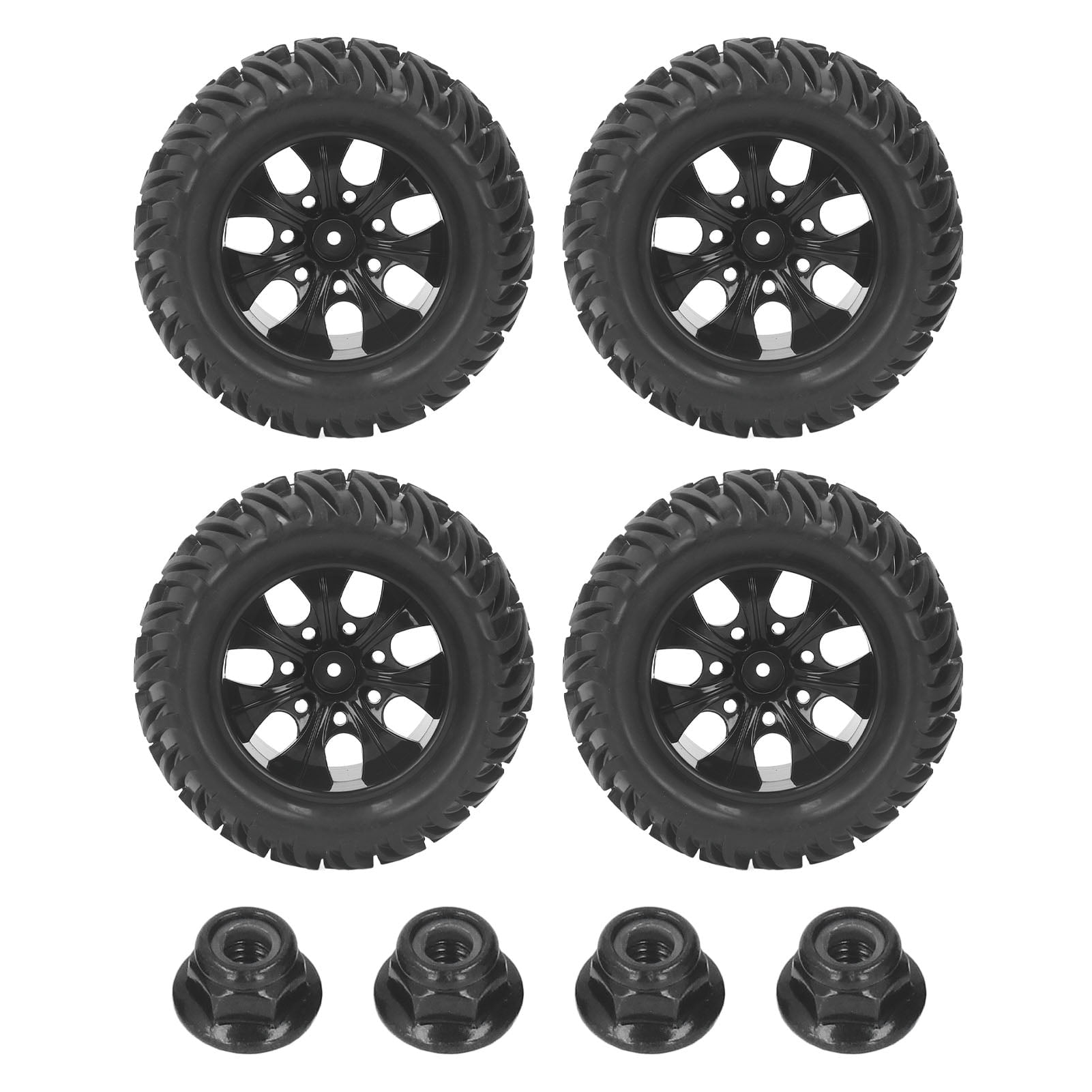 4Pcs 1/10 Off Road RC Tires Rubber Tires Plastic Hub Y Pattern 7 Holes