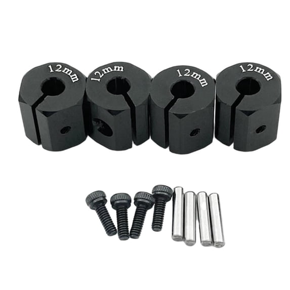 4Pcs 1:10 Scale Wheel Hubs Upgrade Parts for SCX10 CC01 Wraith 90027 90034 Car Accessories Parts Replacement - 12mm Black