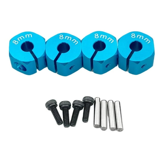 4Pcs 1:10 Scale Wheel Hubs Upgrade Parts for SCX10 CC01 Wraith 90027 90034 Car Accessories Parts Replacement - 8mm Blue