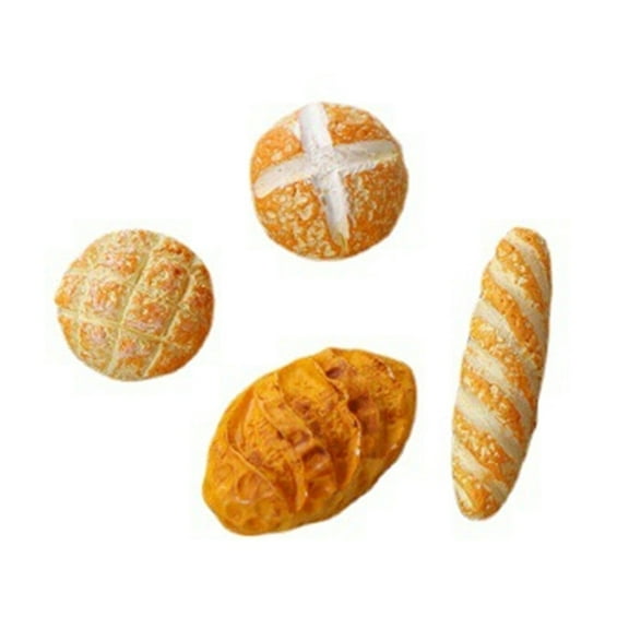 4Pcs 1/12 Scale Miniature Bread Food Models Resin Craft For Dollhouses Bakery Decoration Collection