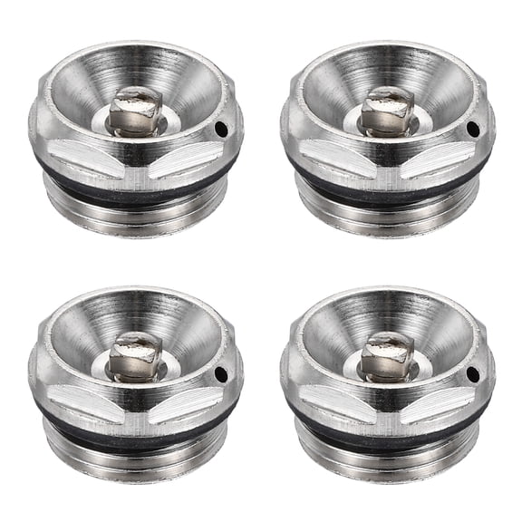 4Pcs 1/2" BSP Manual Radiator Air Vent Plugs, Nickel Plated Brass Plugs
