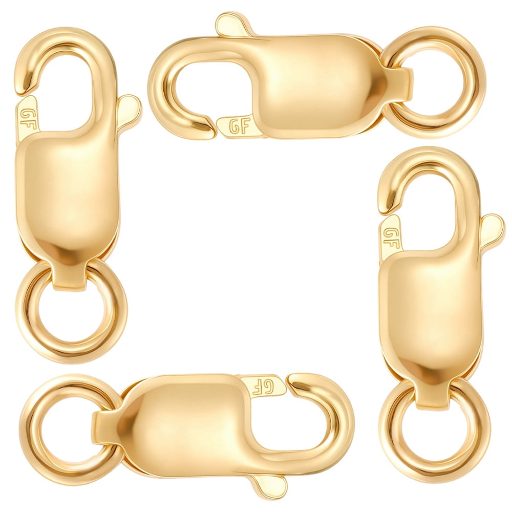 4Pcs 1/20 14K Gold Filled Lobster Claw Clasps Yellow Gold Filled Real 14K Gold Filled 8.5x4x2mm Hole: 2mm for DIY