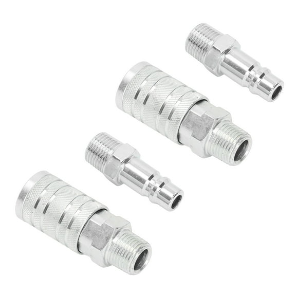 4Pcs 1/2in NPT Air Hose Fitting Quick Connector Set 300PSI High Flow Pneumatic Coupler With 6 Locking Balls