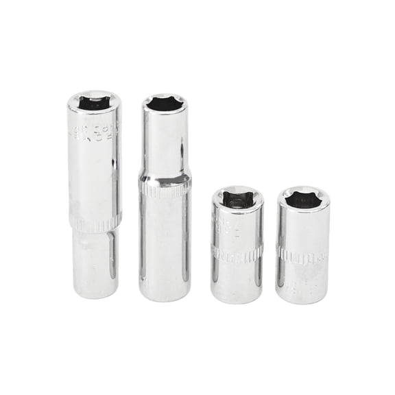 4Pcs 1/4-Inch Drive 7mm Deep and Shallow Socket Set, Cr-V Steel, 6-Point Metric Sockets for Versatile Use in Automotive and Mechanical Applications