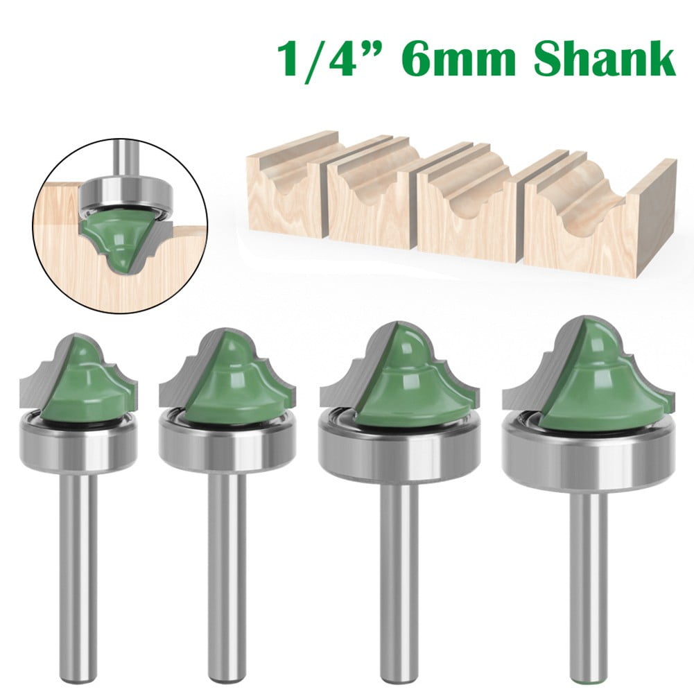4pcs 1/4 Shank Double Roman Edge Router Bit Bearing Cutter for Wood ...
