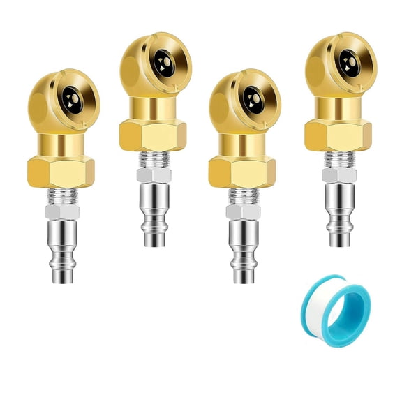 4Pcs 1/4Inch Air Chuck Tire Pressure Caps Portable Air Chuck Closed Brass Inflator for Inflator Gauge Compressor