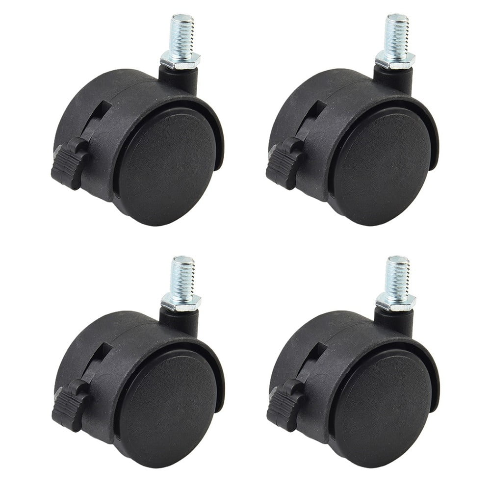 Black Nylon Swivel Caster Wheels with Locking Brakes, Set of 4
