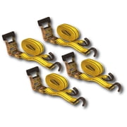 4 قطع 1.5 × 15 قدمًا ربط السقاطة الثقيلة أربطة الأشرطة 3000 رطل مزدوج J-Hooks