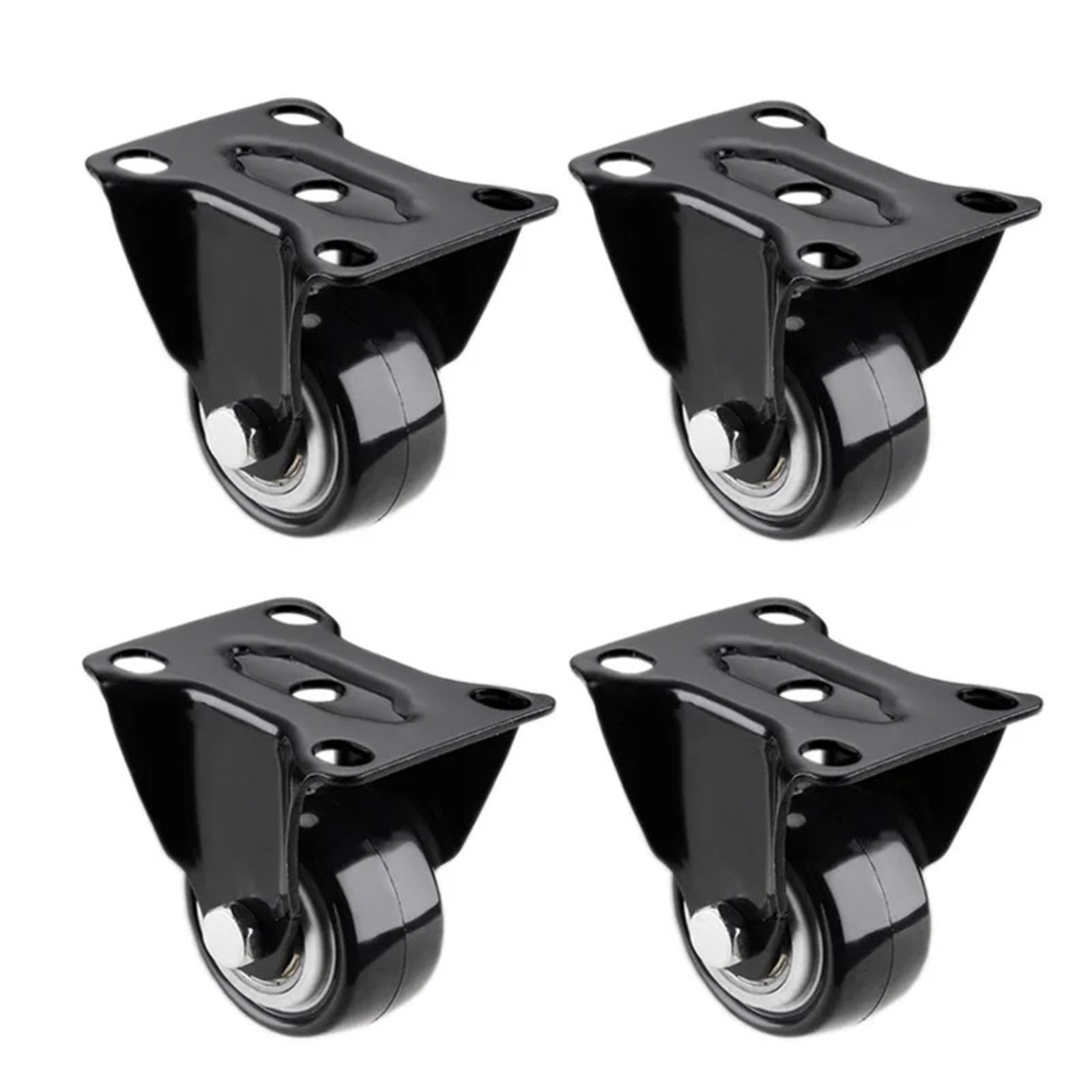 4Pcs 1.6 Inch Dia Heavy Duty 200KG Black Polyurethane Fixed Castor Wheels Trolley Furniture Caster ,Reliable
