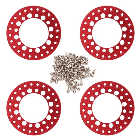 4Pcs 1.9 Inch Wheel Outer Beadlock Ring Aluminum Alloy Reusable Accessories for 1/10 Car Red