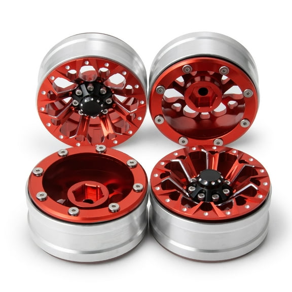 4Pcs 1.9inch Aluminum Alloy Beadlock Wheel Hubs Rims for Axial SCX10 D90 CC01 1/10 RC Crawler Car Model Upgrade Parts