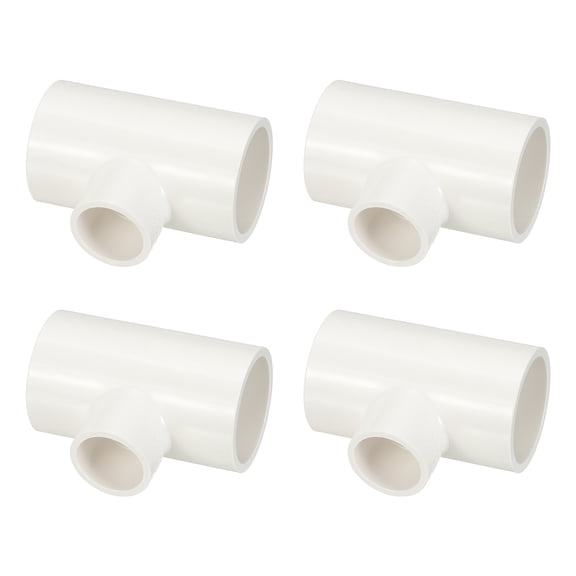 4Pcs 1"x1"x3/4" PVC Reducing Tee Fitting, SCH40 3-Way Furniture Grade PVC Pipe Fitting, Corner Elbow Connector for Building Furniture Greenhouse Frame Connection, Socket x Socket