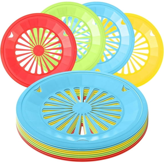 4Pcs 10.3" Paper Plate Holder Reusable Paper Plate Holder With Snap-In Grooves Heavy Duty Supports Barbecue Trays Hollow Plate For Picnic Camping Party Supplies(4 Colors)