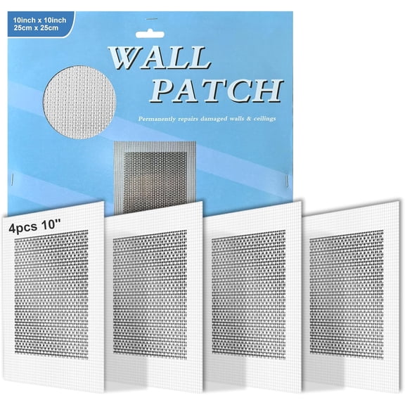 4Pcs 10 Inch Large Drywall Patch, Wall Repair Patches, Self-Adhesive Fiberglass Repair Kit Dry Wall Hole Repair Patch for Aluminum Metal Sheetrock Ceiling (10"x 10")