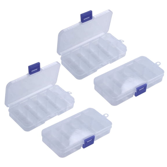4Pcs 10-Slot Portable Plastic Resistors Electronic Component Case Box,4 x Electronic Components Case,Transparent white