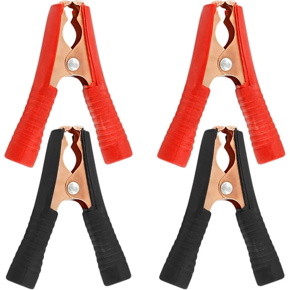 4Pcs 100A Insulated Alligator Clips Electrical Heavy Duty Alligator Clamps, Battery Replacement Cable Metal Spring Loaded Jumper Clips for Car Auto Vehicle Boat (Red & Black