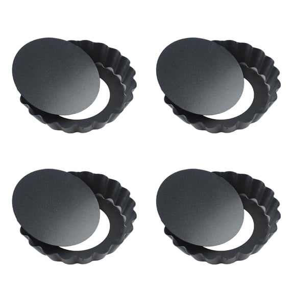 4Pcs 10cm Non-Stick Mini Cake Pan for Tart Quiche Flan Pizza Removable Round Baking Dish