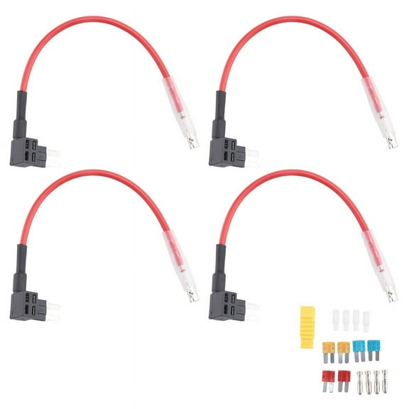 4Pcs 12V-24V Add-A-Circuit Micro2 Fuse Tap, Piggy Back Blade Fuse Holder with Wire Harness2Xk2975