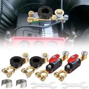 4 Pcs 12V 24V Car Battery Disconnect Switch Set Solid Copper Rotary and L-Shape Cut Off Switches