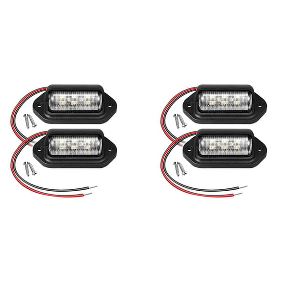 4Pcs 12V LED Number License Plate Light for Car Boats Automotive Aircraft RV Truck Trailer Exterior Lamps,4 x Plate Light