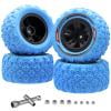 4Pcs 12mm Hex Rc Wheel Tires Set Rc Tires Wheels For 1/14 1/16 Rc Car Toy Supplies (Blue)