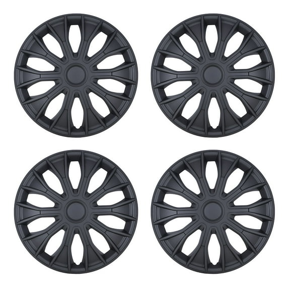4Pcs 14 inch Universal Hubcaps,Wheel Rims Cover,Snap on Car Truck SUV,ABS+PC,Black Matte