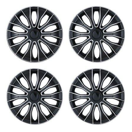 4Pcs 14 inch Universal Hubcaps,Wheel Rims Cover,Snap on Car Truck SUV,ABS+PC,Silver Lacquer & Black Lacquer