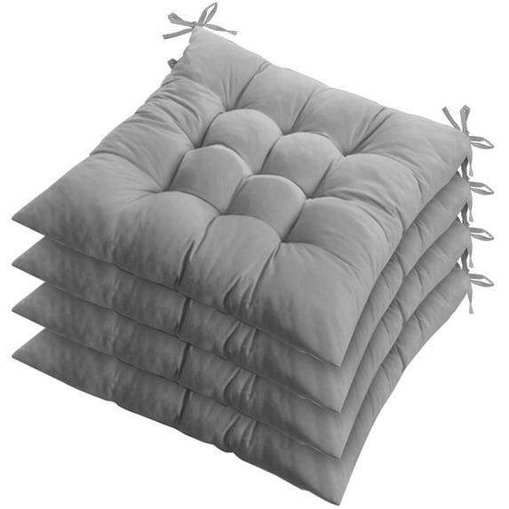 4Pcs 15.75x15.75x2.37in Square Seat Cushion Pillow TeqHome Chair Cushion Pads Seat Soft Tatami Floor Cushion for Yoga Meditation Living Room Office Car Travel Grey