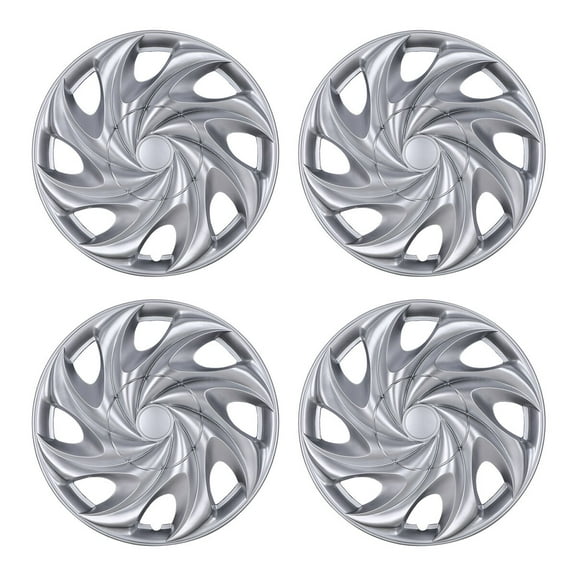 4Pcs 15 inch Universal Hubcap Wheel Cover Replacement,Wheel Rim Cover Exterior Accessories,Snap on Car Truck SUV,ABS Material(Silver)